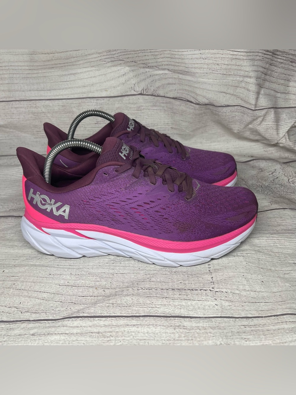 Hoka Women’s 9.5D (Wide) Clifton 8 Grape Wine/Beautyberry Running Shoes